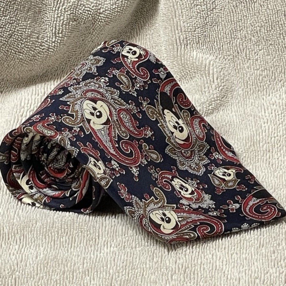 Vintage Balancine Disney Neck Tie‎ Mickey Mouse Navy Paisley